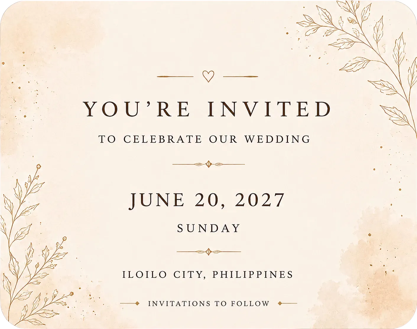 You're invited on June 20, 2027 in Iloilo City, Philippines